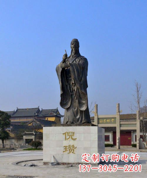 安徽中国历史名人元末明初画家诗人倪瓒铜雕塑像