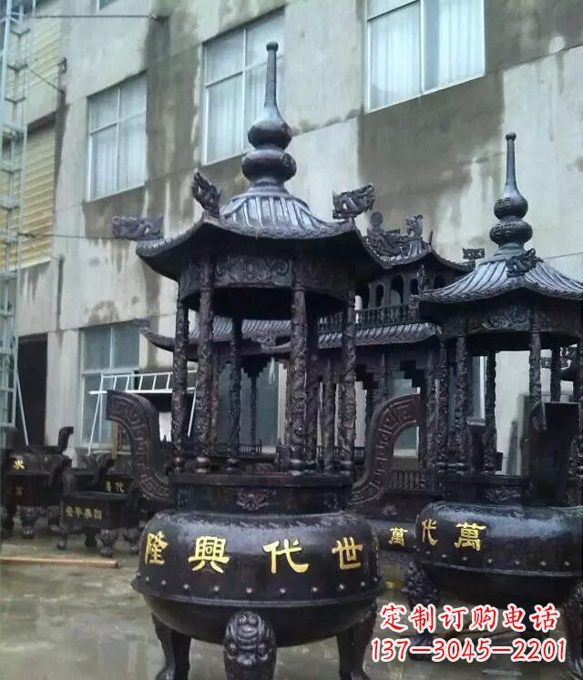 安徽铸铜寺庙香炉铜雕 (3)