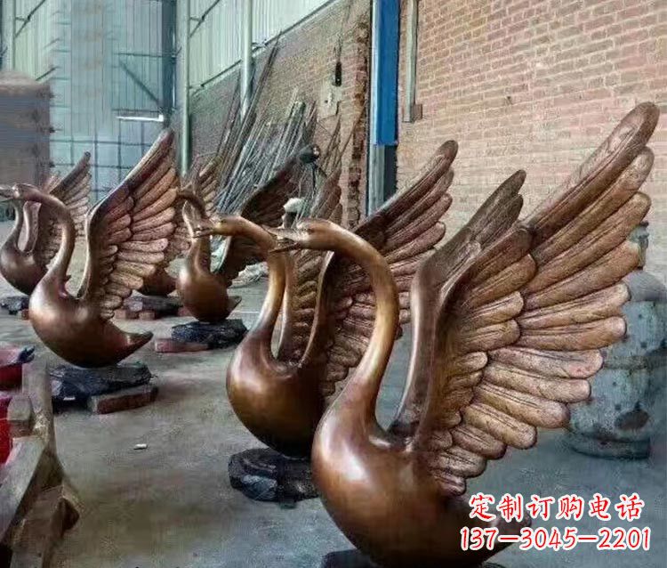 安徽铸铜天鹅喷水动物喷泉雕塑